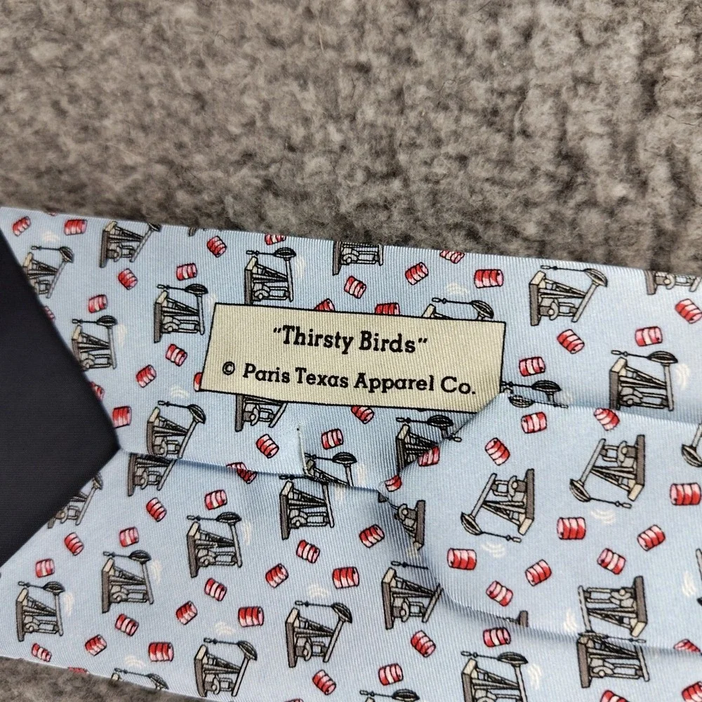 Paris Texas Apparel Thirsty Birds Silk Tie Oil Derrick Barrel Blue W3.25 L:58